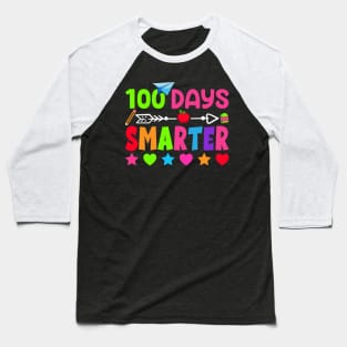 100th Day of School Teacher 100 Days Smarter Rainbow Baseball T-Shirt